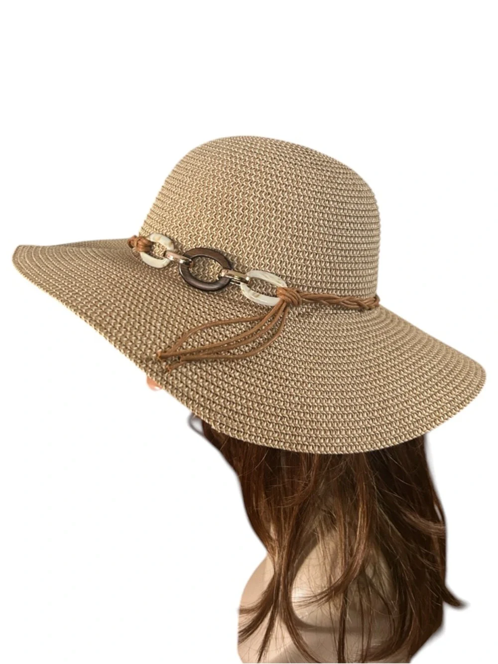 Vintage Wide Brim Straw Hat with Braided Trim - Picture 1 of 8